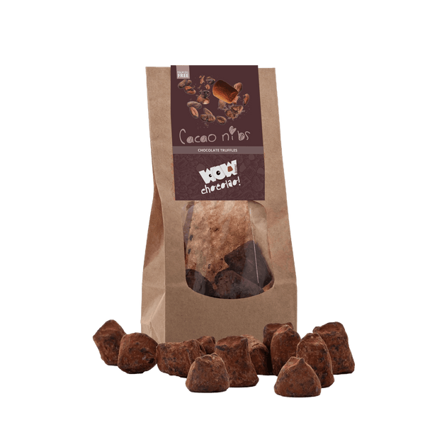 Kakao Nibs Schokoladentrüffel - Biologisch abbaubarer Beutel 130g