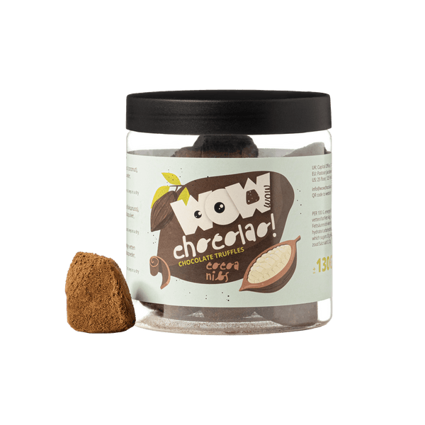 Kakaonibs Schokoladen-Trüffel Geschenkglas 130g | Knusprige Kakao-Schokolade