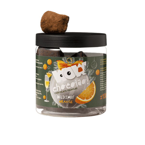 Konfitierte Orangen Weihnachts-Trüffel Geschenkglas 130g | Festliche Orangen-Schokolade