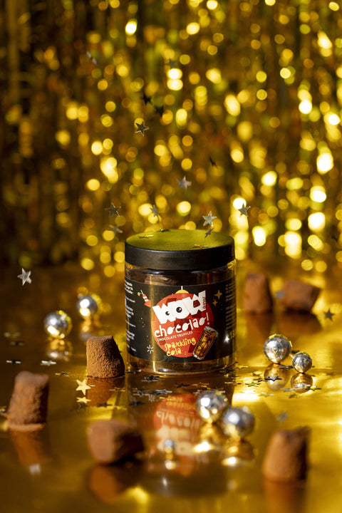 Sprudelnde Cola-Schokoladentrüffel - Neujahrs-Edition - Geschenkglas 130g