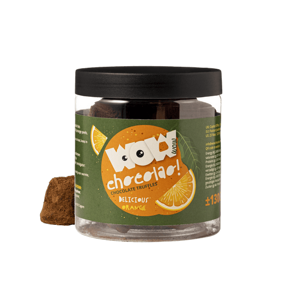 Kandierte Orangenschale Schokoladen-Trüffel Geschenkglas 130g | Zitrus-Schokolade