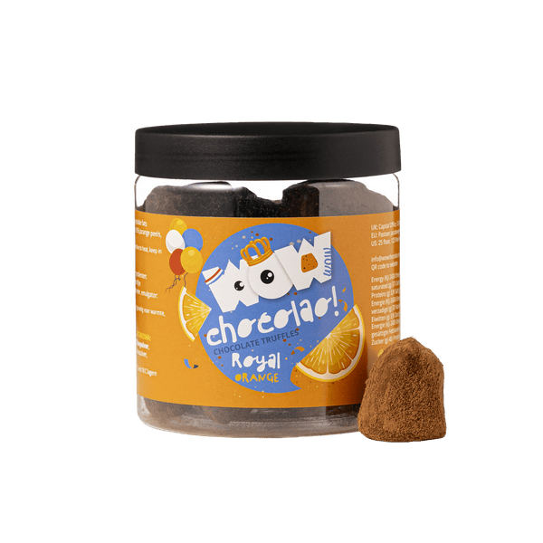 Konfitierte Orangen Königs-Tag Trüffel Geschenkglas 130g | Königliche Orangen-Schokolade