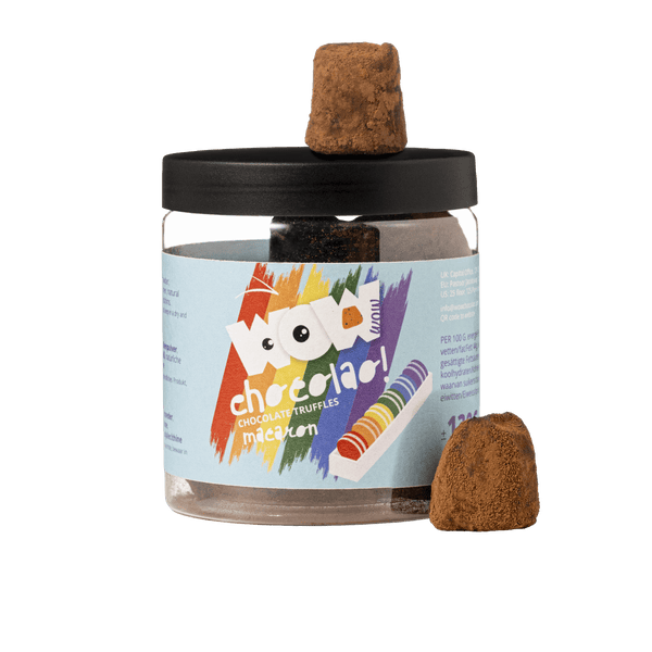 Macaron Pride Schokoladentrüffel Geschenkglas 130g | Bunte Luxus-Schokolade