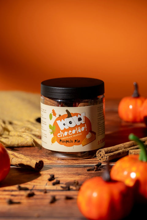 Pumpkin Pie Chocolate Truffles Gift Jar 130g | Autumn Dessert Chocolate - WOW Chocolao!